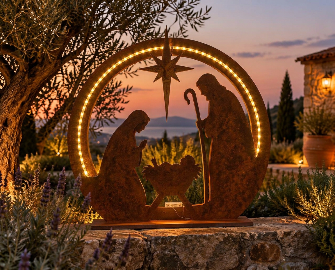 Belén en Corten · LED opcional · Tira LED